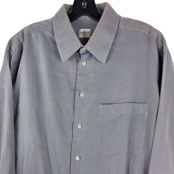 ARMANI Collezioni Shirt Mens Large Gray Button Up Casual Woven Designer Preppy - Picture 2 of 9